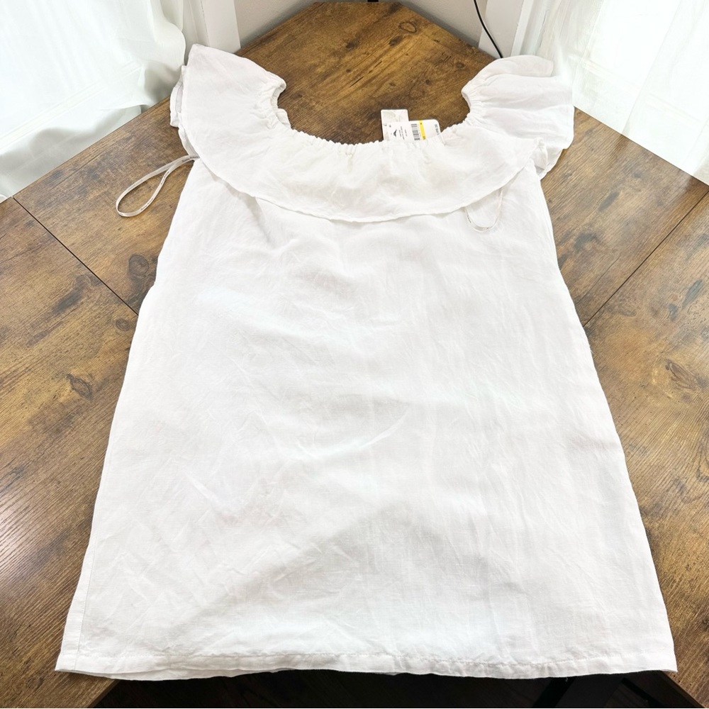 Tommy Bahama Linen Dye Off the Shoulder Dress, White, Medium - Picture 8 of 16